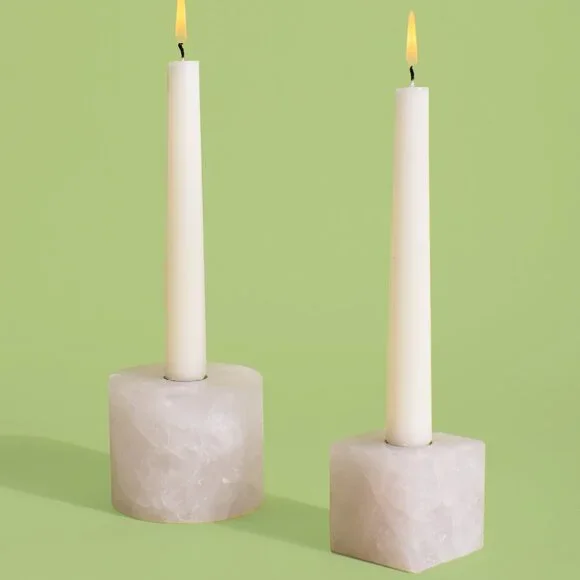 New Discontinued Joanna Buchanan Cube Candlestick  in Rose&Blue Quartz - Picture 3 of 7